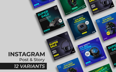 GADGET SERIES I - Modèle de médias sociaux de publication et d&amp;#39;histoire Instagram