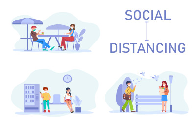 Sociální distancování - ilustrace