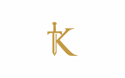 Modèle de logo lettre k épée