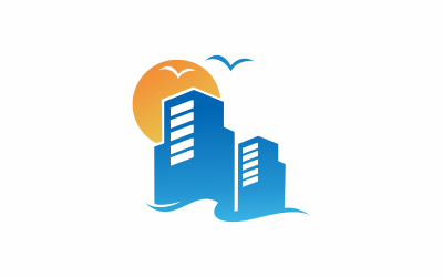 Modelo de logotipo de ondas da cidade