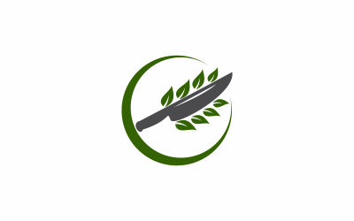 Plantilla de logotipo plano de cuchillo verde
