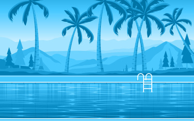 Blick auf den Hotelpool - Illustration