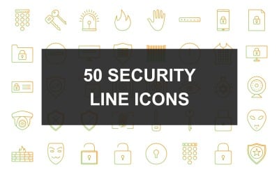 50 icone di gradiente di linea di sicurezza