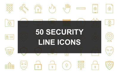 50 icônes de dégradé de ligne de sécurité