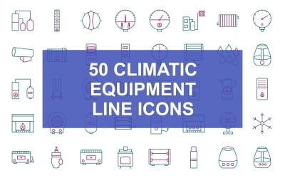 50 iconos de dos colores de línea de equipos climáticos