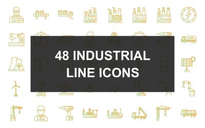 48 Industrial Process Line Gradient Icons