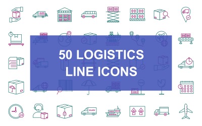 50 Logistics Line Two Color Icons
