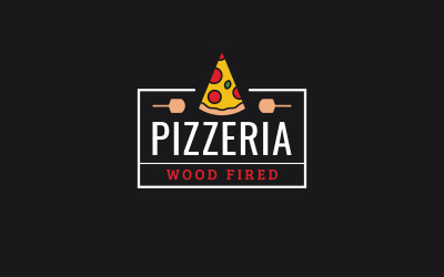 Logo de la pizzeria. Linéaire de tranche de pizza.