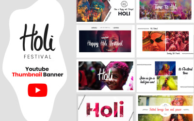 Pack de vignettes YouTube Holi Festival Médias sociaux