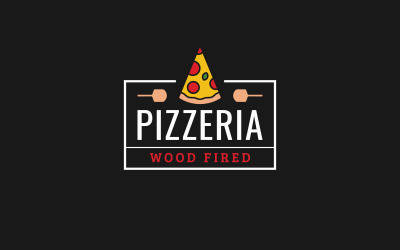 Pizzeria-logo. Lineair van pizzaplak.