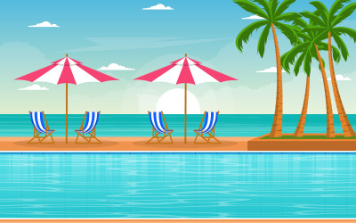 Pool för utomhus- sikt - illustration