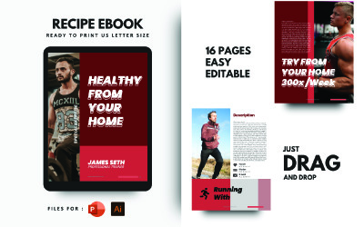 Fitness otthonában e-könyv PowerPoint sablon