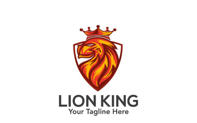 Modèle de logo de tête de lion couronné