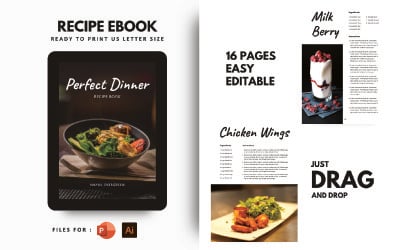Modello PowerPoint per eBook di ricette per la cena perfetta
