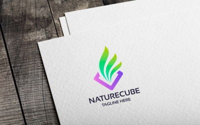 Plantilla de logotipo de cubo de naturaleza