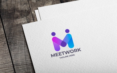 Plantilla de logotipo Meet Work Letter M