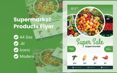 Flyer-Broschüre für Supermarktprodukte - Vorlage für Unternehmensidentität