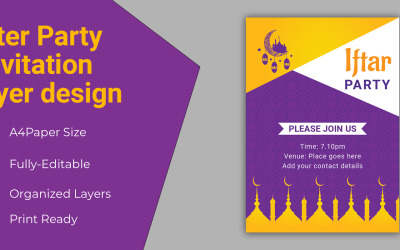 Design de folheto de celebração de festa Iftar - modelo de identidade corporativa