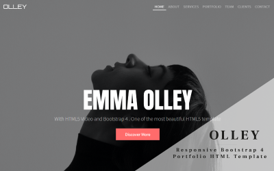 "Olley - Responsive Bootstrap 4 One Page Portfolio Landing Page" - адаптивний Шаблон цільової сторінки №171940