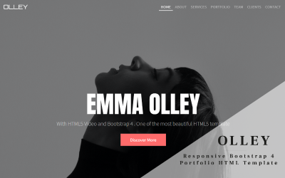 "Olley - Responsive Bootstrap 4 One Page Portfolio Landing Page" modèle  de page d'atterrissage adaptatif #171940