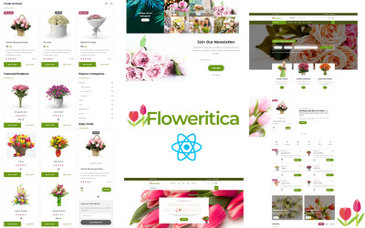 Reszponzív Floristica Flowers and Roses React JS Website Template Weboldal sablon 171938