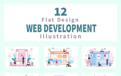 12 Sviluppo Web piatto - Illustrazione