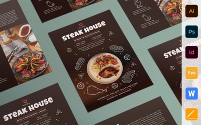 Flyer Creative Steak House - Modèle d&amp;#39;identité d&amp;#39;entreprise