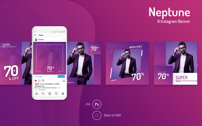 Neptune - 8 Instagram Template Banner Social Media
