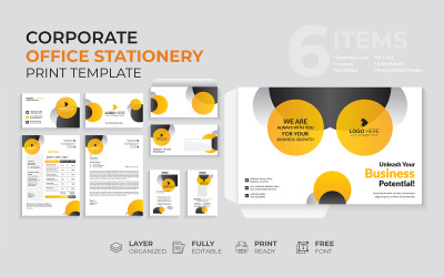 Abstract Yellow Business Office Stationery Set Corporate Identity