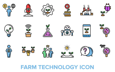 Farm Technology Iconset sjabloon
