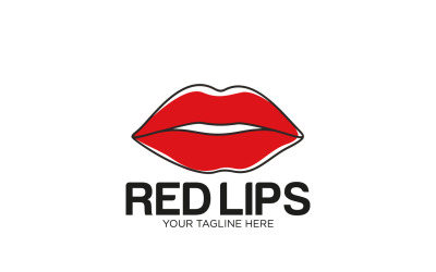 Modello di logo labbra rosse sexy