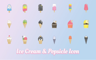 Modelo de conjunto de ícones de sorvete