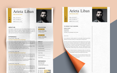 Prémium Arieta Liban - Web Developer Resume Önéletrajz sablon 172290