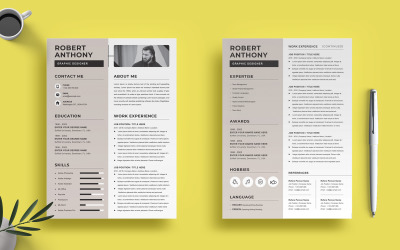 Prémium Robert Anthony - Graphic Designer Resume Önéletrajz sablon 172294
