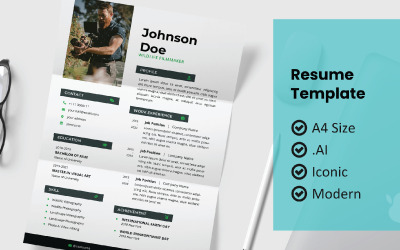 "Modern Block Design Resume Printable Template" 简历模板 #172308