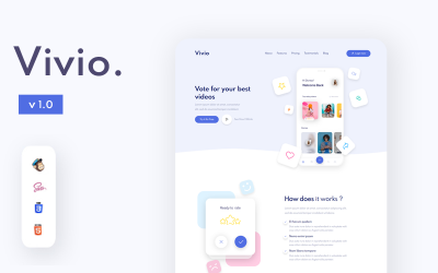 "Vivio Video  Landing Page Template" - адаптивний Шаблон цільової сторінки №172398
