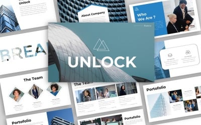 Lås upp - PowerPoint-mall för kreativ affärspresentation