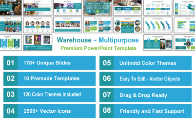Prémium Warehouse - Multipurpose Premium Presentation PowerPoint Template PowerPoint sablon 172413