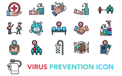 Coleção de conjunto de ícones de prevenção de vírus