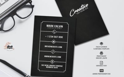 Elegante tarjeta de visita negra - Plantilla de identidad corporativa