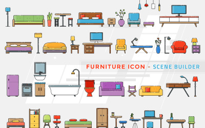 Furniture and Interior Scene Iconset Template