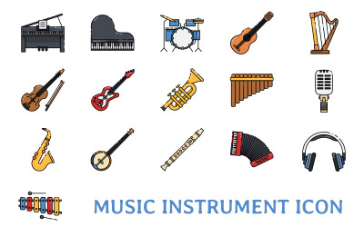 Müzik Enstrümanı Iconset Şablonu