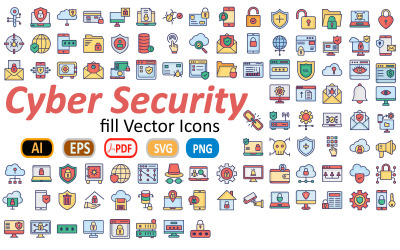 Plantilla de conjunto de iconos de seguridad cibernética