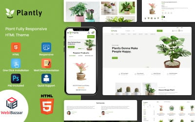 Plantly - Modèle de site Web de commerce électronique HTML5 pour plantes et pépinières