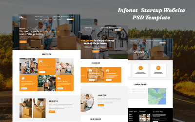 Infonet - PSD шаблон для бесплатного веб-сайта Shipping Mover