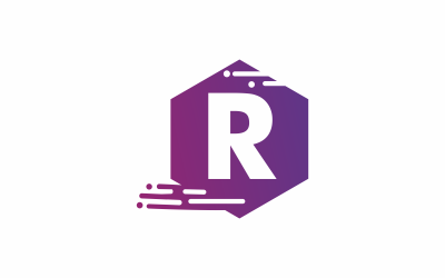 Flache Logo-Vorlage für die Zustellung des Buchstabens r