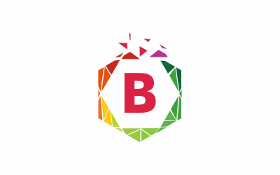 Modelo de logotipo hexágono de letra b