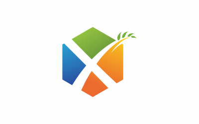Písmeno x pšenice Logo šablona