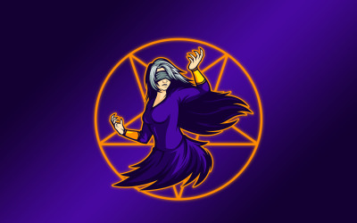 Blinde dame dansen mascotte logo