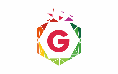 Bokstaven G Hexagon logotyp mall